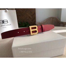 Balenciaga Hourglass Leather Vintage Copper Buckle 30mm Belts Red