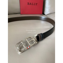 Bally Black Calf Leather Double B-Shaped Buckle 34mm Belt