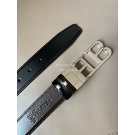 Bally Black Calf Leather Double B-Shaped Buckle 34mm Belt