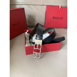 Bally Black Calf Leather Double B-Shaped Buckle 34mm Belt