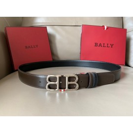 Bally Black Calf Leather Double B-Shaped Buckle 34mm Belt
