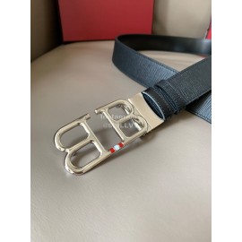 Bally Calf Leather Double B-Shaped Buckle 34mm Belt Black