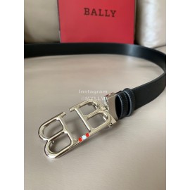 Bally Calf Leather Double B-Shaped Buckle 34mm Belt Black