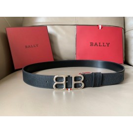 Bally Calf Leather Double B-Shaped Buckle 34mm Belt Black