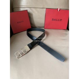 Bally Calf Leather Double B-Shaped Buckle 34mm Belt Black