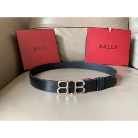 Bally Calf Leather Double B-Shaped Buckle 34mm Belt Black