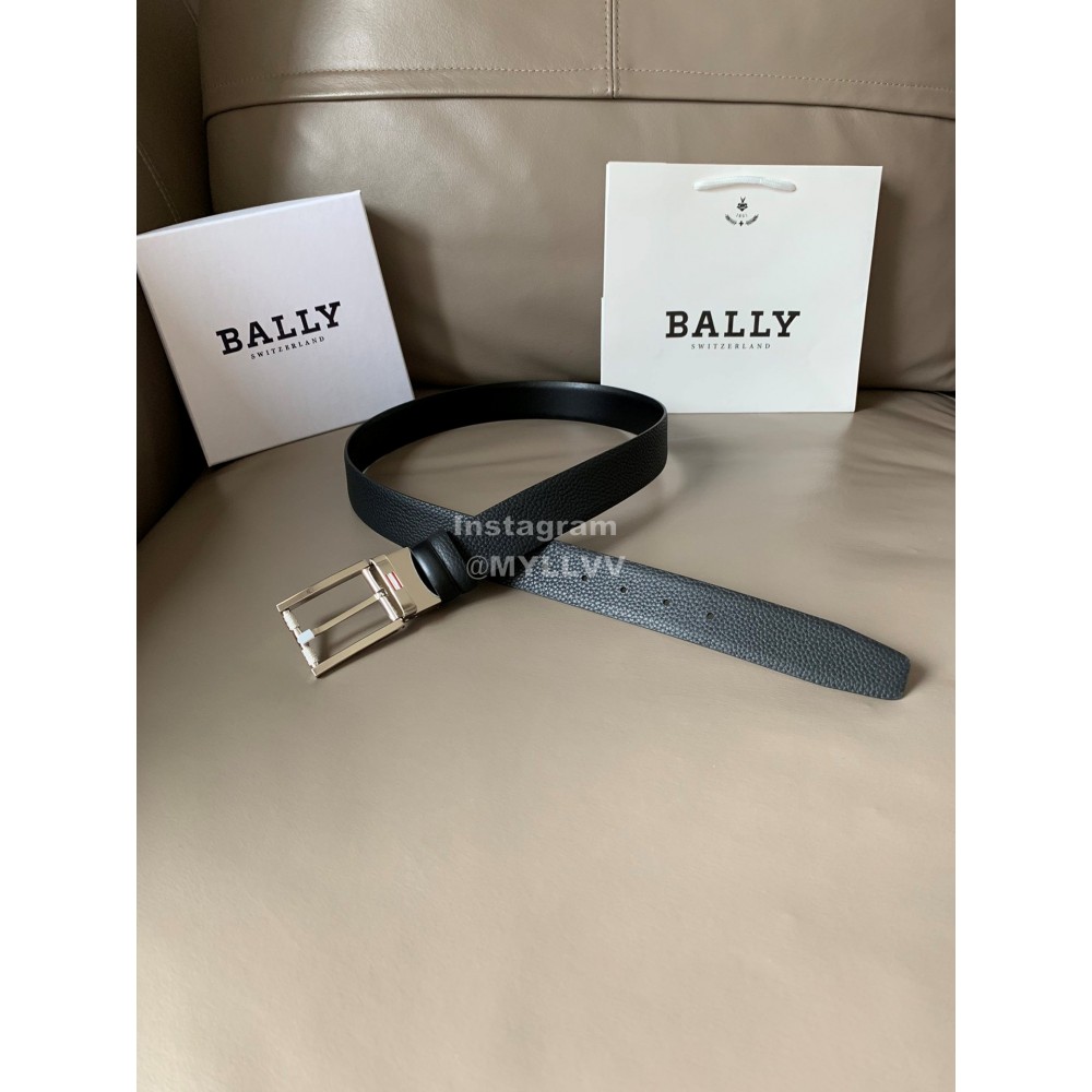 Bally Astori Calf Leather Silver Pin Buckle 34mm Belt 