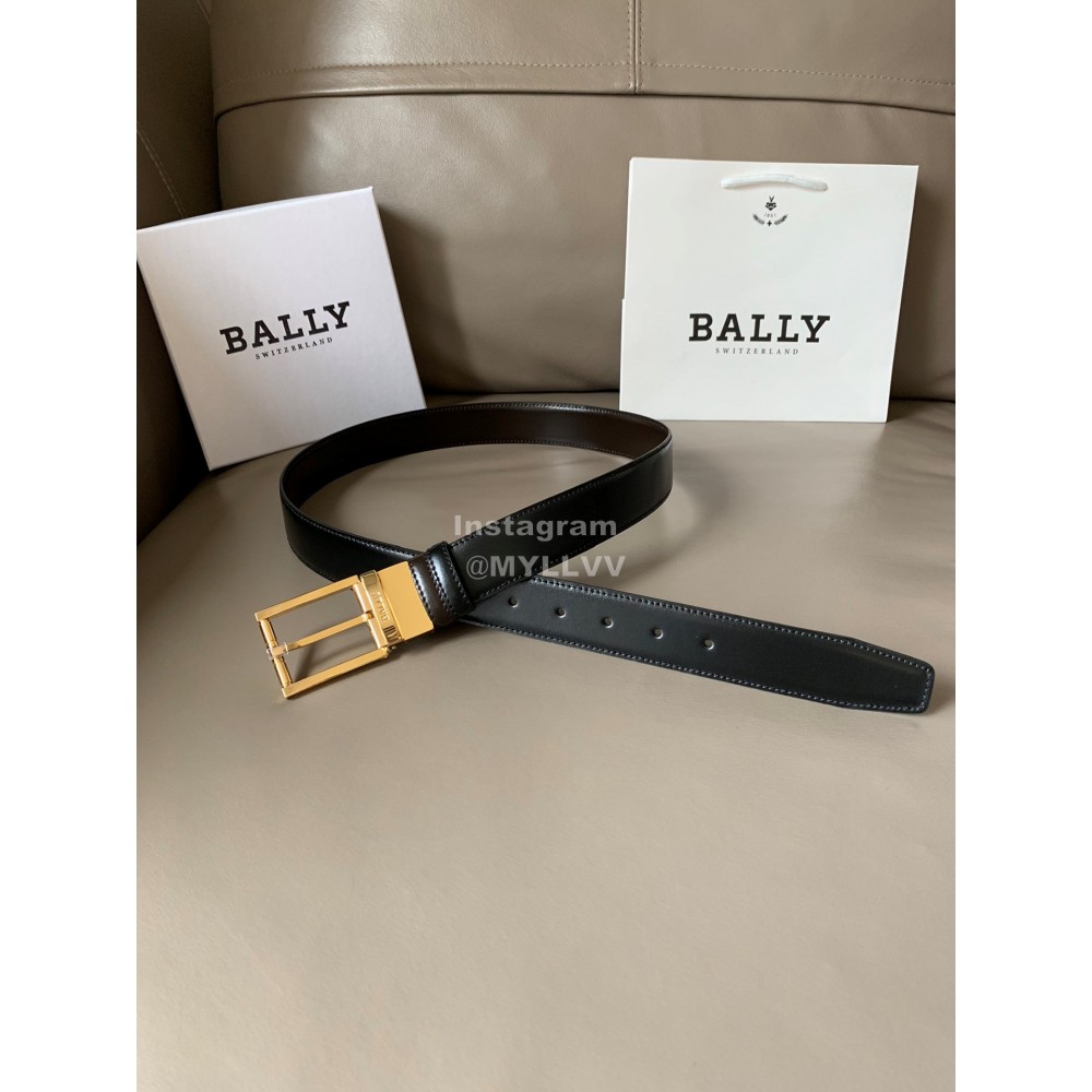 Bally Astori Calf Leather Gold Pin Buckle 34mm Belt 