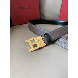 Bally Calf Leather Gold Metal B-Shaped Buckle 34mm Belt Coffee