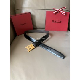 Bally Calf Leather Gold Metal B-Shaped Buckle 34mm Belt Coffee