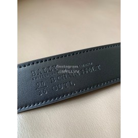 Bally Calf Leather Stripe Silver B Buckle 34mm Belt Red