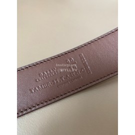 Bally Red Calf Leather Stripe Gold Pin Buckle 34mm Belt