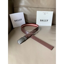 Bally Canvas Calf Leather Stripe 34mm Leisure Belt Red