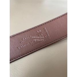 Bally Canvas Calf Leather Stripe 34mm Leisure Belt Red