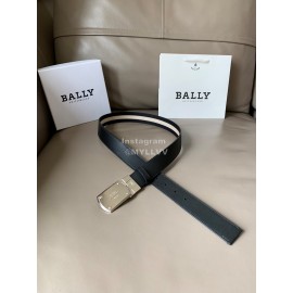 Bally Canvas Calf Leather Stripe 34mm Leisure Belt Black