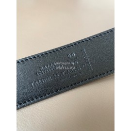 Bally Canvas Calf Leather Stripe 34mm Leisure Belt Black