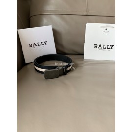 Bally Canvas Calf Leather Stripe 34mm Leisure Belt 
