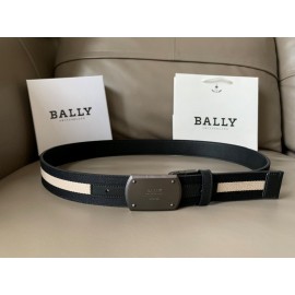 Bally Canvas Calf Leather Stripe 34mm Leisure Belt 