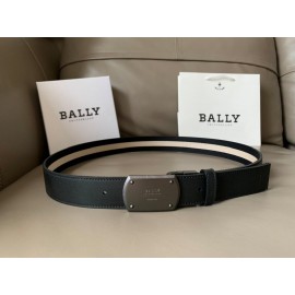 Bally Canvas Calf Leather Stripe 34mm Leisure Belt 