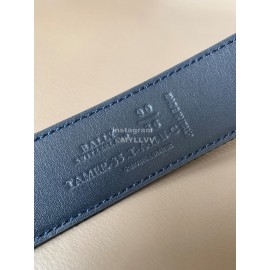 Bally Canvas Calf Leather Stripe 34mm Leisure Belt Blue