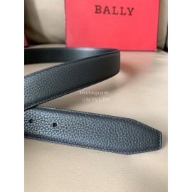 Bally Fashion Calf Leather Metal Buckle 34mm Leisure Belt Black