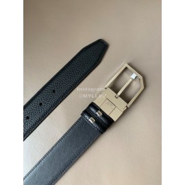 Bally Fashion Calf Leather Metal Buckle 34mm Leisure Belt Black