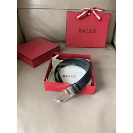 Bally Fashion Calf Leather Metal Buckle 34mm Leisure Belt Black