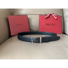 Bally Fashion Calf Leather Metal Buckle 34mm Leisure Belt Black