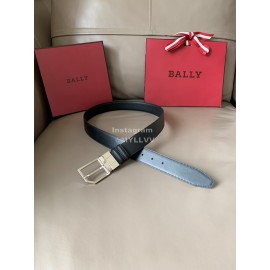 Bally Fashion Calf Leather Metal Buckle 34mm Leisure Belt Black