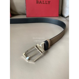 Bally Fashion Calf Leather Metal Buckle 34mm Leisure Belt Coffee