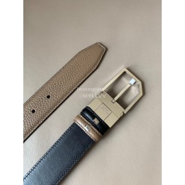 Bally Fashion Calf Leather Metal Buckle 34mm Leisure Belt Coffee