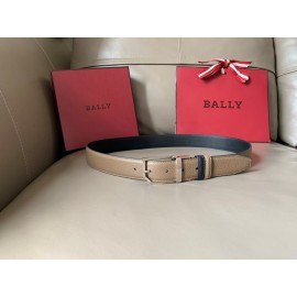 Bally Fashion Calf Leather Metal Buckle 34mm Leisure Belt Coffee