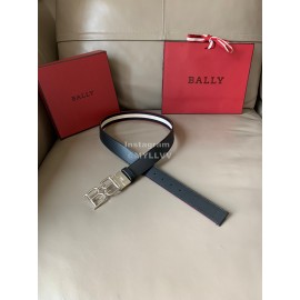 Bally Calf Leather Canvas Stripe Double B-Shaped Buckle 34mm Belt