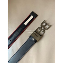 Bally Calf Leather Canvas Stripe Bb Buckle 34mm Belt