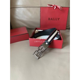 Bally Calf Leather Canvas Stripe Bb Buckle 34mm Belt