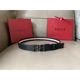 Bally Calf Leather Canvas Stripe Bb Buckle 34mm Belt