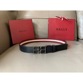 Bally Calf Leather Canvas Stripe Bb Buckle 34mm Belt Red
