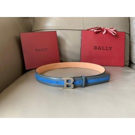Bally New Calf Leather Stripe B Buckle 34mm Belt Blue