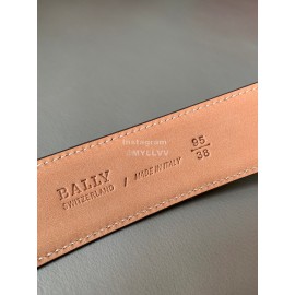 Bally New Calf Leather Stripe B Buckle 34mm Belt Blue