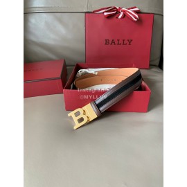 Bally New Calf Leather Stripe B Buckle 34mm Belt Coffee