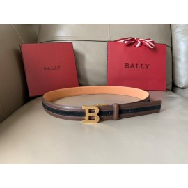 Bally New Calf Leather Stripe B Buckle 34mm Belt Coffee