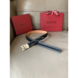 Bally New Calf Leather Stripe B Buckle 34mm Belt Gray