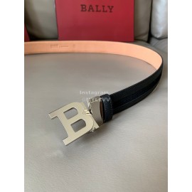 Bally New Calf Leather Stripe B Buckle 34mm Belt Gray