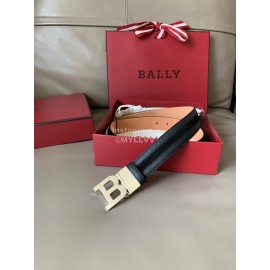 Bally New Calf Leather Stripe B Buckle 34mm Belt Gray