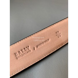 Bally New Calf Leather Stripe B Buckle 34mm Belt Gray