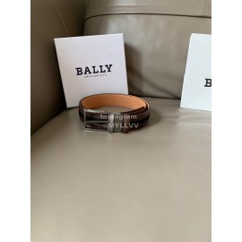 Bally New Calf Leather Stripe Pin Buckle 34mm Belt Coffee