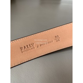 Bally New Calf Leather Stripe Pin Buckle 34mm Belt Coffee