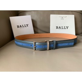 Bally New Calf Leather Stripe Pin Buckle 34mm Belt Blue