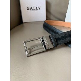 Bally New Calf Leather Stripe Pin Buckle 34mm Belt Gray