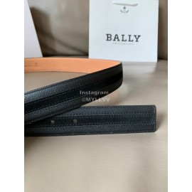 Bally New Calf Leather Stripe Pin Buckle 34mm Belt Gray